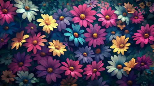 Polychromatic Daisy Composite with Radial Petal Architecture.