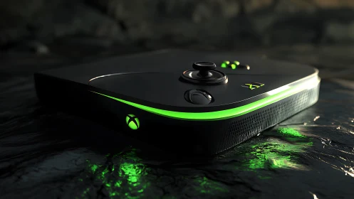 Xbox Series Controller Rendered in Neon Green Luminescence