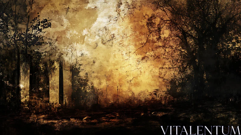 Golden dusk forest where shadows quietly trade secrets.