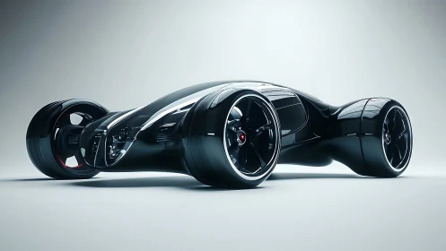 Sculpted black concept hypercar with oversized aero wheels.