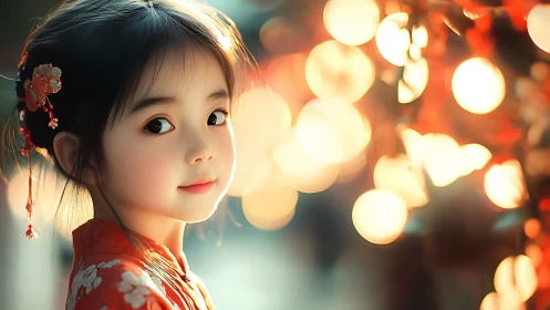 Softly glowing portrait of a child in traditional dress