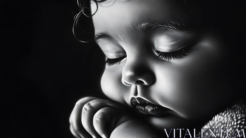 Serene Contemplation in Monochrome Stillness.