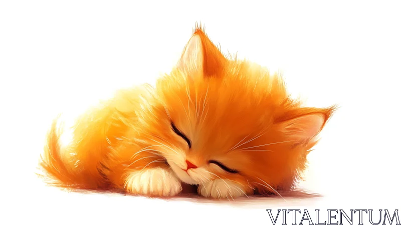 Peaceful Orange Kitten Resting in Serene Slumber