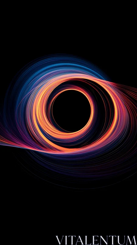 Circular light trails form a dense multicolored ring structure