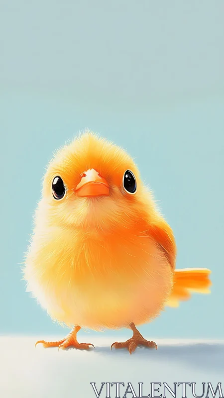 Cheerful Yellow Chick with Fluffy Plumage.