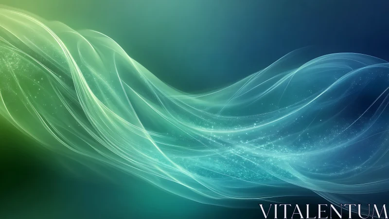 Whispering teal lightwaves drift across a twilight ocean.