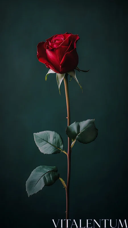 Deep Red Rose Against Green, Radiating Timeless Romance.