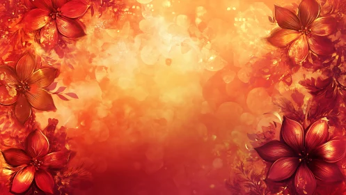 Red Floral Cascade with Golden Light.