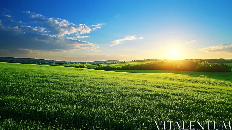 Dawn spills liquid gold across rolling emerald farmland