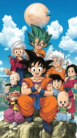 Saiyan camaraderie glows beneath a storybook summer sky.