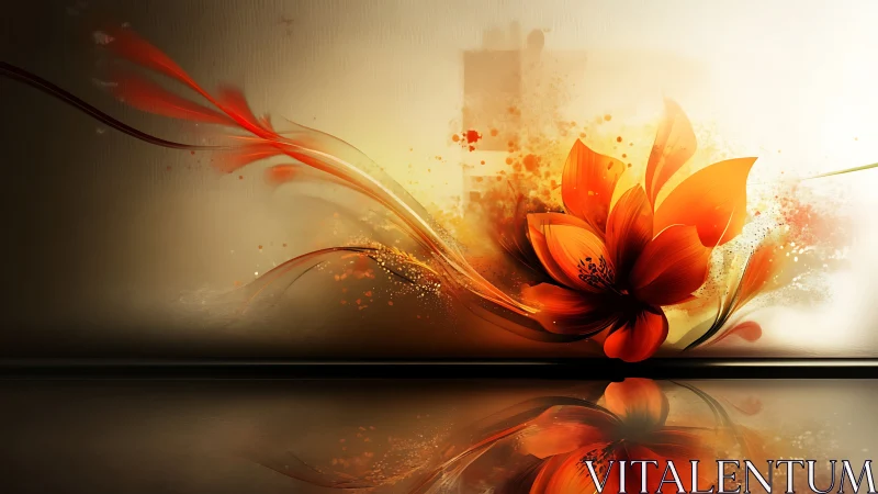 Glowing orange bloom dancing through soft golden light.