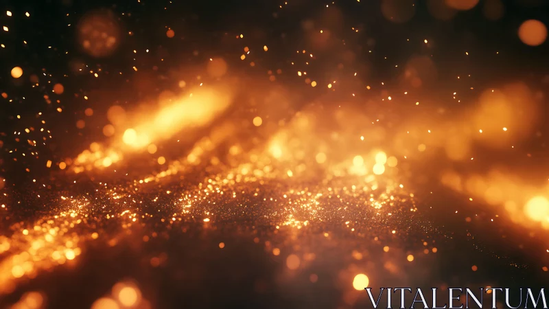 Luminous golden particle stream with cinematic bokeh glow.