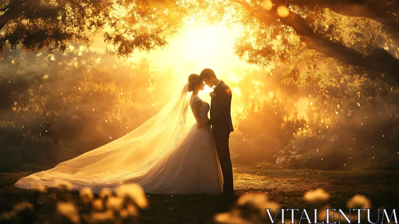 Sun-drenched forest vows and a starlit wedding veil glow.