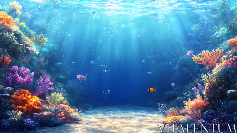 Sunlit coral reef sanctuary glowing with gentle ocean life.