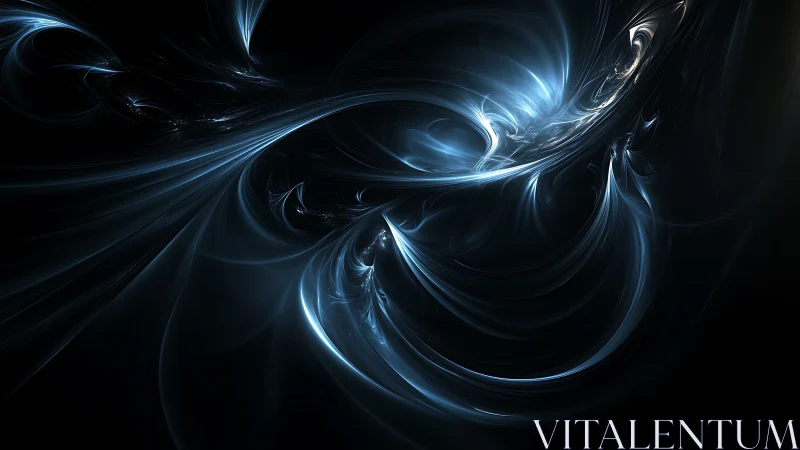 Fractal luminous vortex with flowing blue energy ribbons.