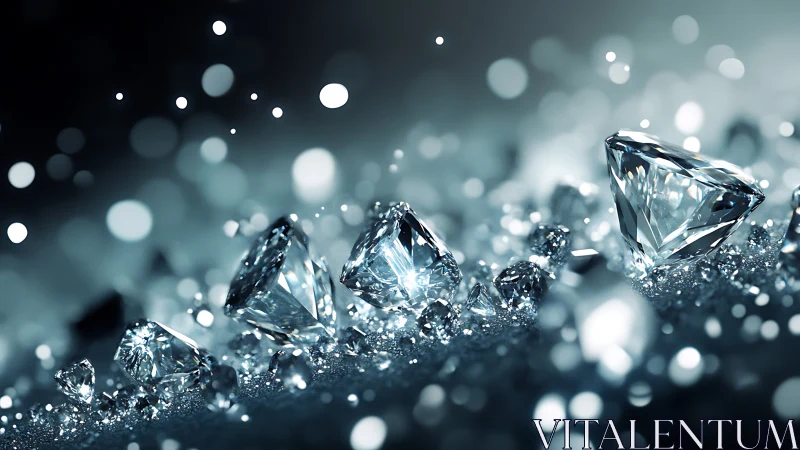 High-clarity cut diamonds rendered with shallow depth of field