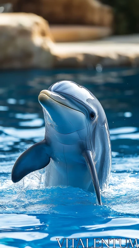 High-resolution dolphin portrait captures specular water reflections