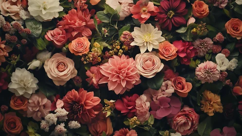 Lush Floral Arrangement With Roses and Dahlias