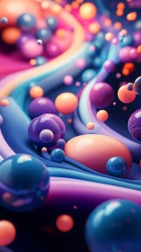 Liquid nebula bubbles drift through neon pastel currents