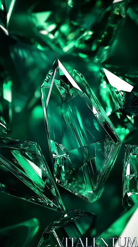Emerald shards humming with crystalline neon forest light.