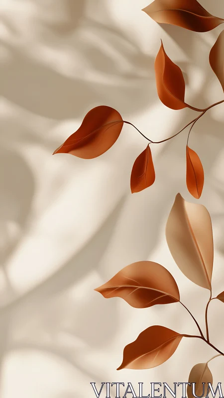 Minimalist digital foliage studies warm tonal leaf gradients