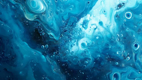 Cosmic tidepool of turquoise nebula swirls and bubbles.