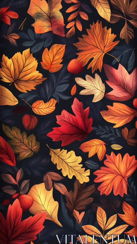 Cozy autumn leaves tumbling in rich sunset colors.
