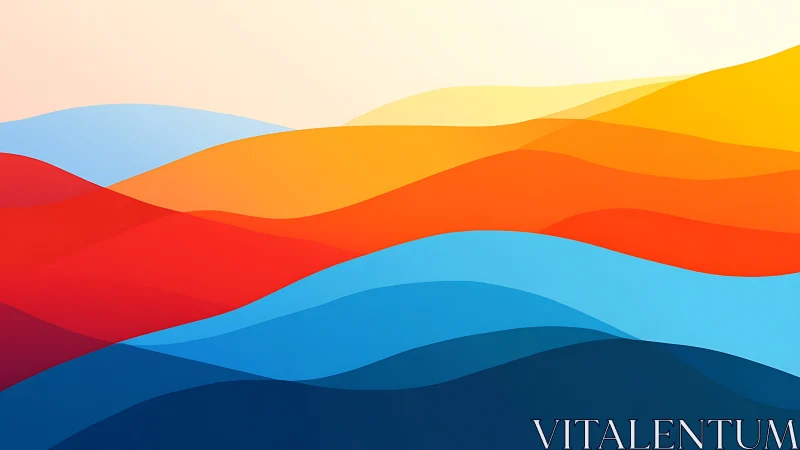 Radiant layered waves in bold sunset spectrum abstraction.