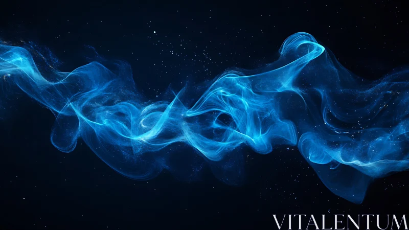 Celestial blue nebula ribbon swirling through starry void.