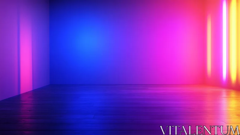 Vibrant neon light room glows with immersive color gradients