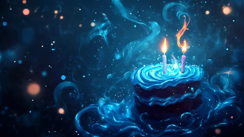 Luminous Birthday Cake with Magical Candlelight.