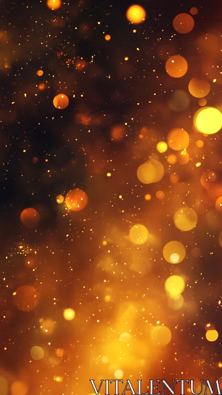 Golden bokeh particles scatter across a dark blurred background