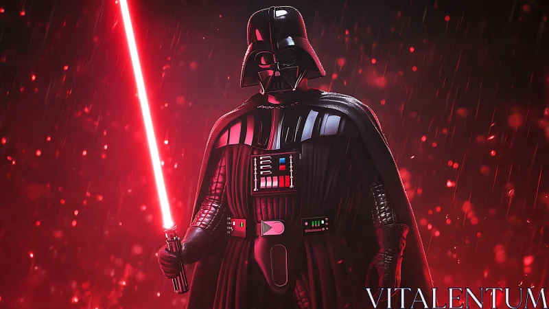 Crimson storm crowns a masked warlord in polished armor