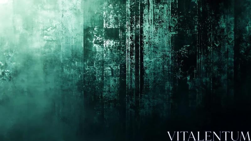 Grungy Teal Abstract Texture With Vertical Streaks And Faded Edges.