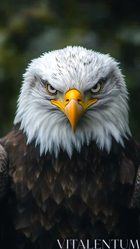 Regal bald eagle gazing ahead with bold, steady focus.