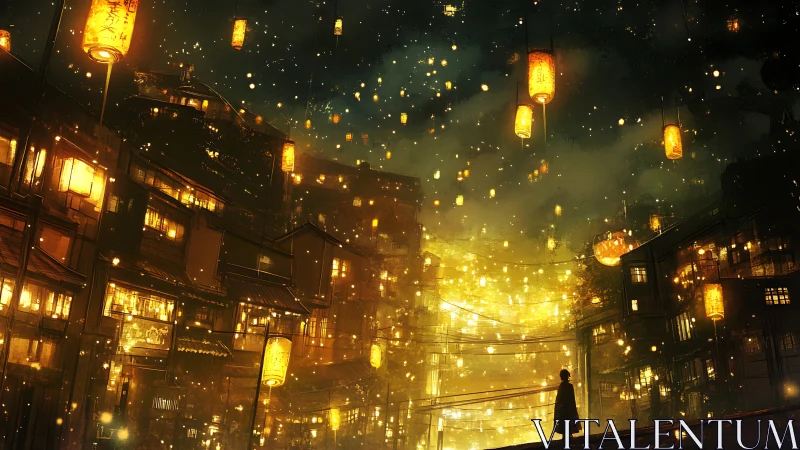 Lantern lit city night inviting quiet wandering and wonder.