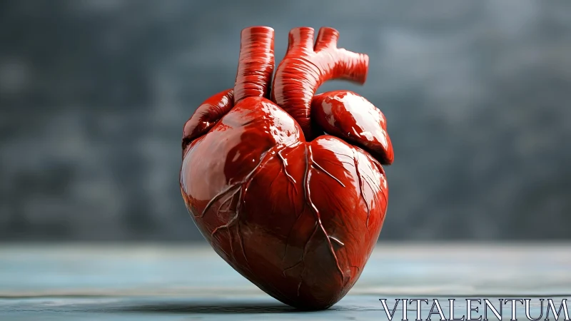 Realistic human heart model on neutral background, medical illustration.