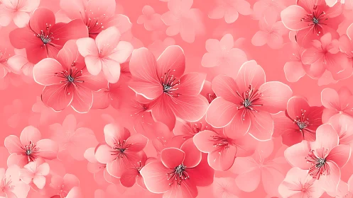 Soft pink floral composition with layered blooms in artistic gradient