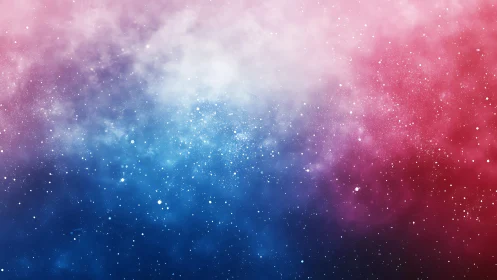 Tri-color nebula starfield with magenta, white, cobalt gradients.