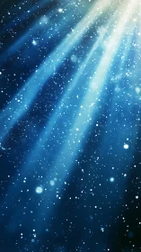 Volumetric starfield caustics in deep cyan scattering field.