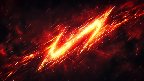 Volcanic lightning slash rendered in fiery motion graphics.