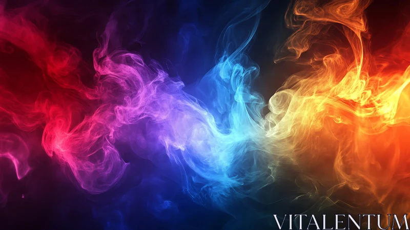 Colorful swirling smoke dances between fire and cool light