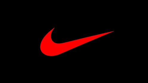 Bold red swoosh logo set against deep black backdrop