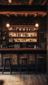 Ambient Craft Distillery Bar With Illuminated Bottle Display