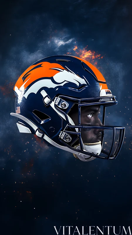 Football helmet profile rendered with dramatic photoreal light