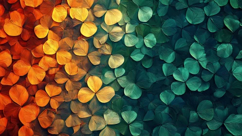 Clover leaf gradient from warm orange to cool teal tones.