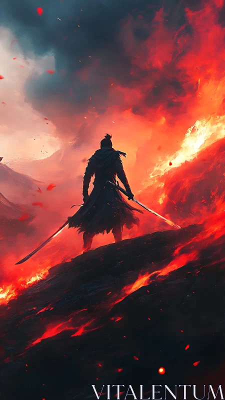 Bladewalker strides through molten dusk and stormfire skies.