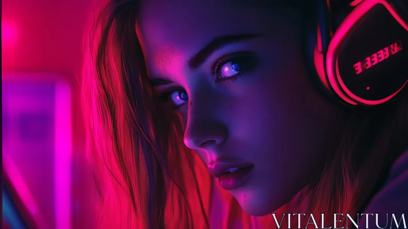 Neon-lit gamer portrait renders intense cyberpunk ambience