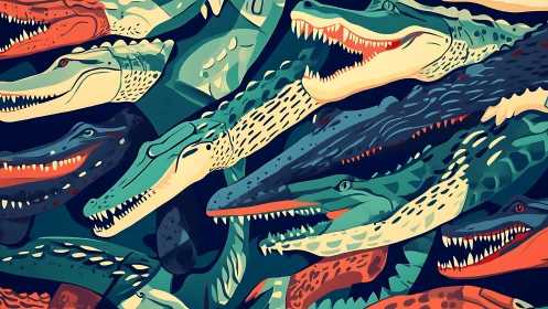 Crocodile chorus in neon waters, jaws trading midnight gossip.