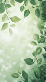 Soft green foliage frames blurred sunlit garden bokeh